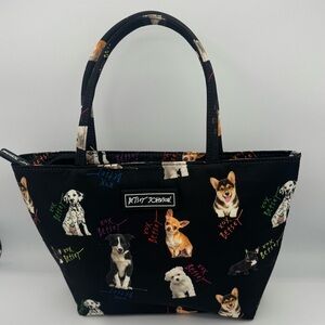 NWOT Betsey Johnson Black Insulated Lunch Bag Tote with Dog Print